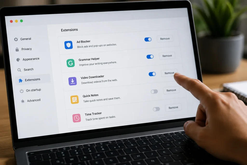 Removing an unused browser extension from a browser extension management dashboard