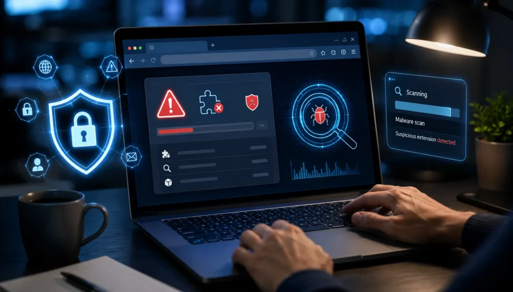 Detecting and removing a suspicious browser extension to improve browser security