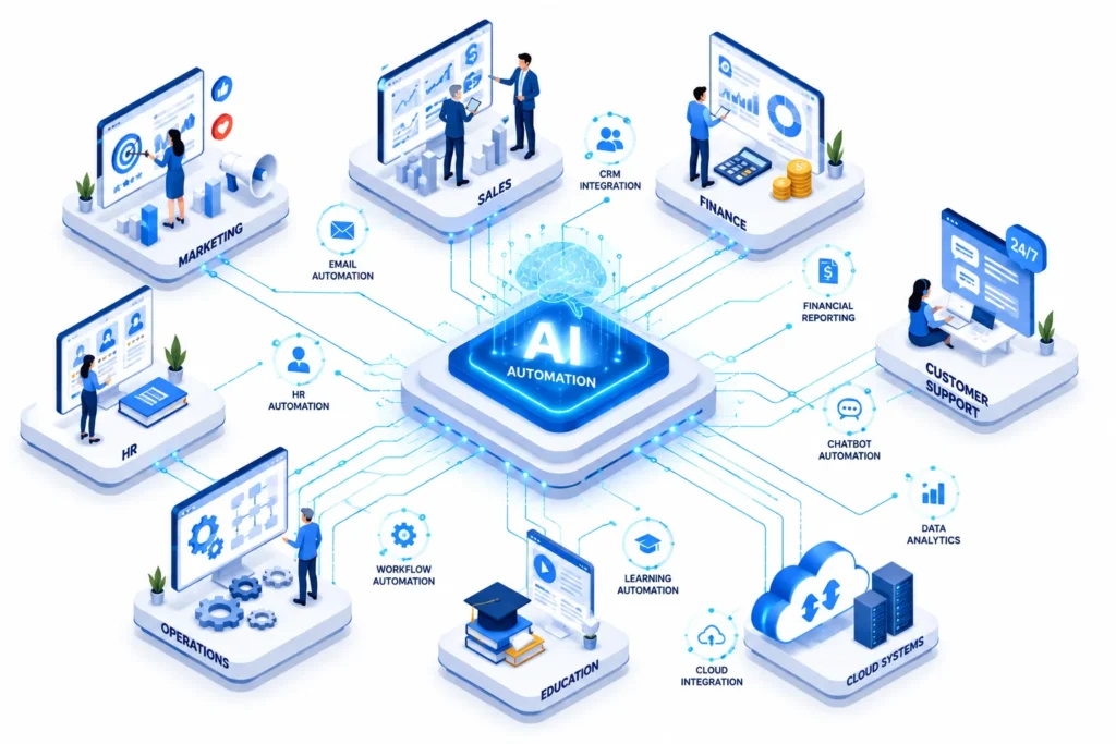 AI automation used across different business departments