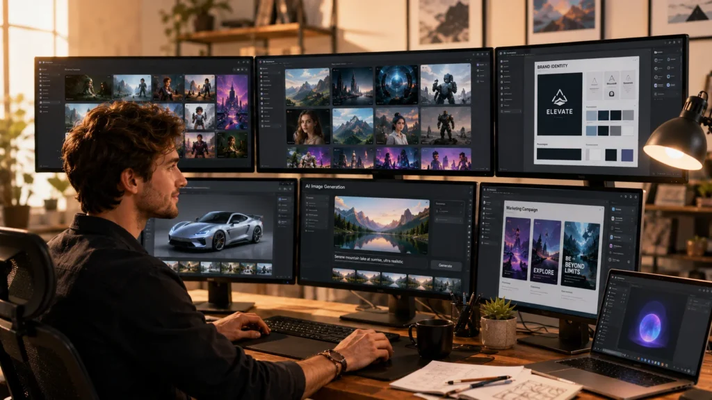 Creative professional using AI image generators